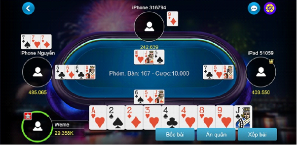 Mỗi người chơi game bài Phỏm tại cổng game Win79 sẽ được chia 9 lá bài