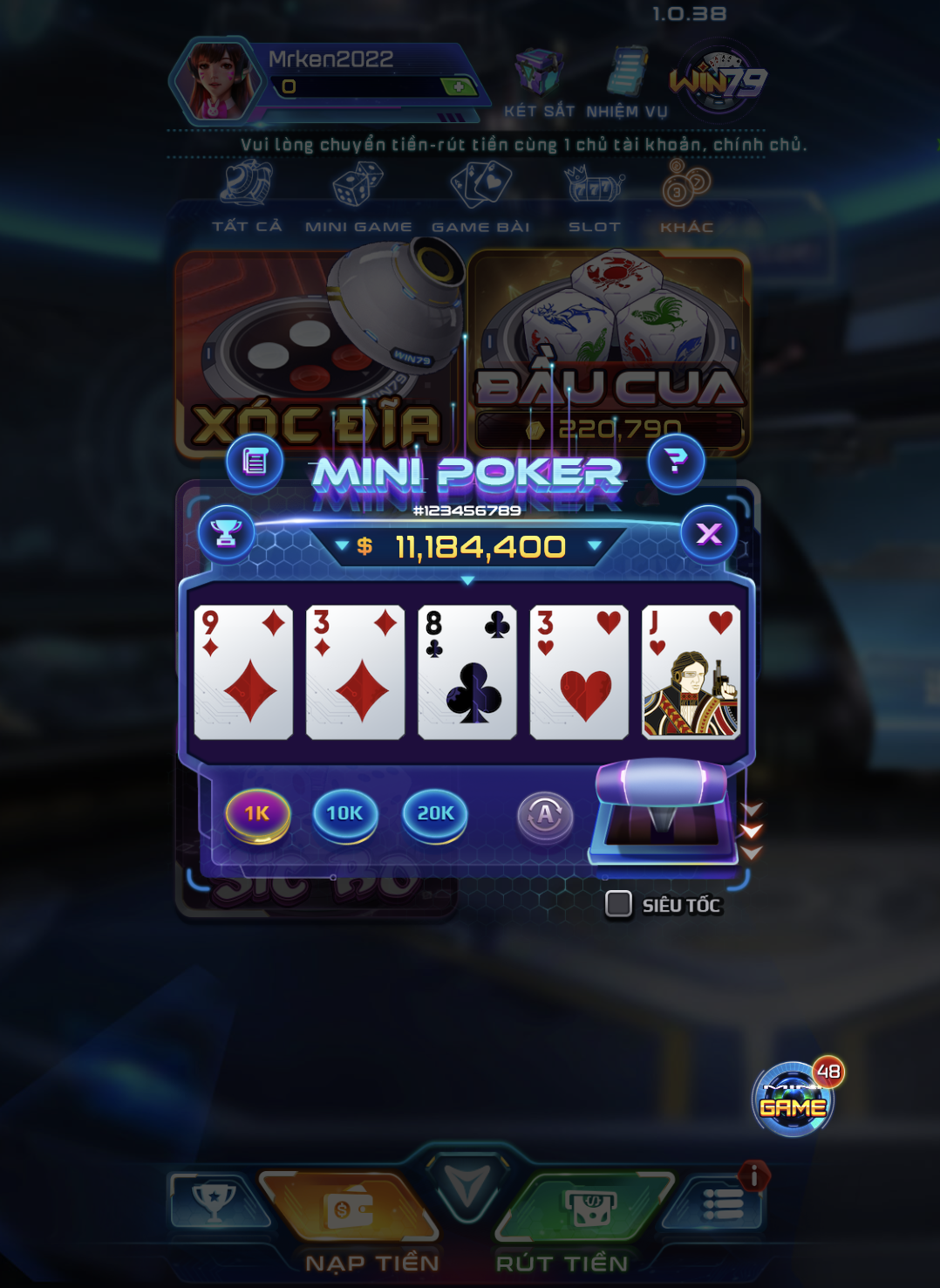 Hướng dẫn chơi Poker tại cổng game Win79