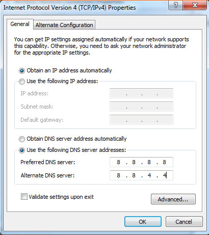 Đổi địa chỉ DNS truy cập Win79